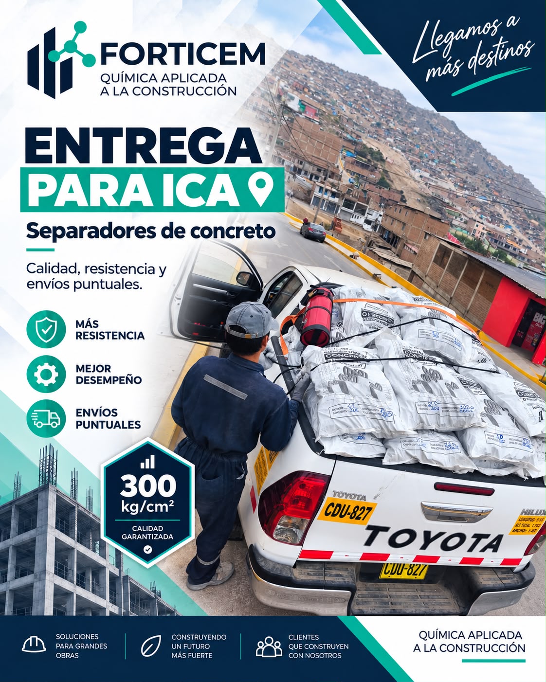 Entrega documentada de separadores de concreto FORTICEM con destino a Ica